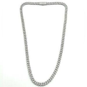 925 Silver, 8.6CTW Moissanite Slim Miami Cuban Chain